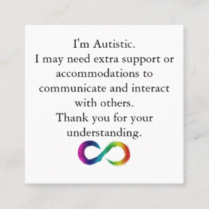"I'm Autistic" Awareness- Communication Card