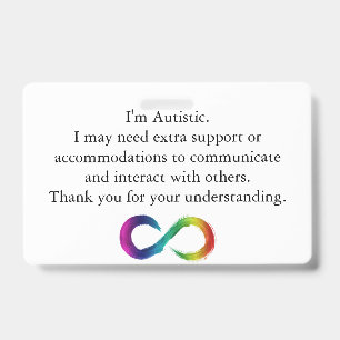 "I'm Autistic" Awareness- Communication Card Badge