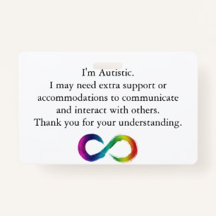 "I'm Autistic" Awareness- Communication Card Badge