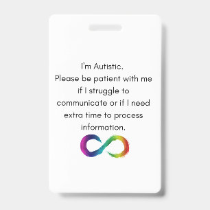 I'm Autistic- Communication Card Badge