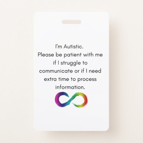 Im Autistic_ Communication Card Badge