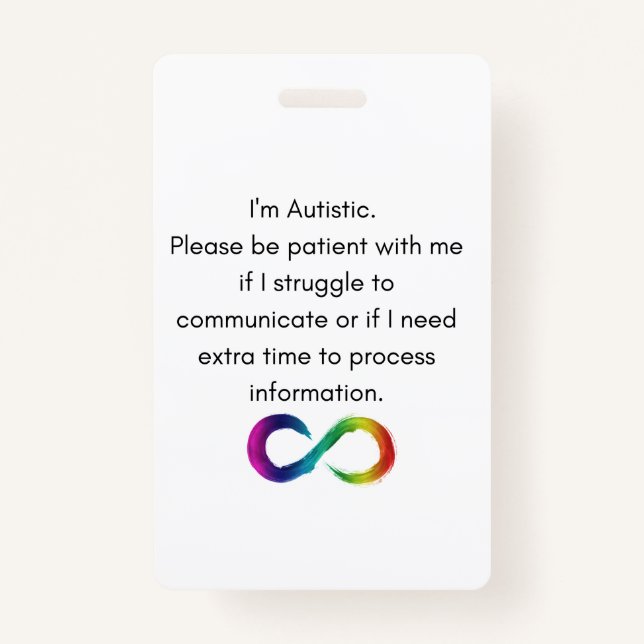 I'm Autistic- Communication Card Badge (Front)