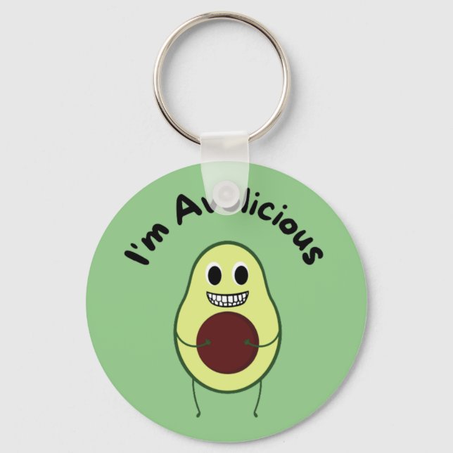 I'm Avolicious — Funny Fruit Pun Keychain (Front)