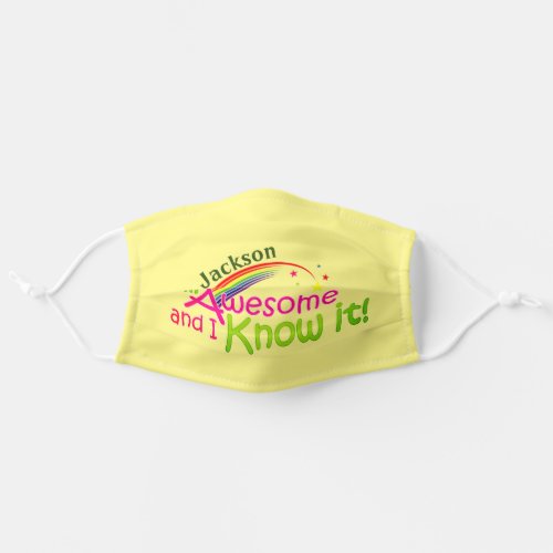 Im Awesome and I Know it  on Yellow  Adult Cloth Face Mask