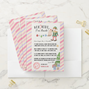 I'm Back! Christmas Elf Return Letter for Kids Pocket Folder