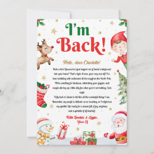 I'm Back Elf Arrival Elf Return Christmas Letter Invitation