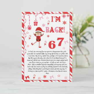 I'm back Elves Letter - Elf Welcome letter card