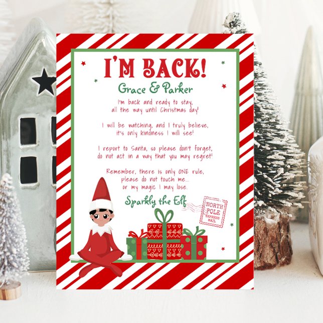 I'm Back Welcome Back Christmas Elf Letter Print (christmas elf, welcome back christmas elf. im back christmas elf, letter from your christmas elf)