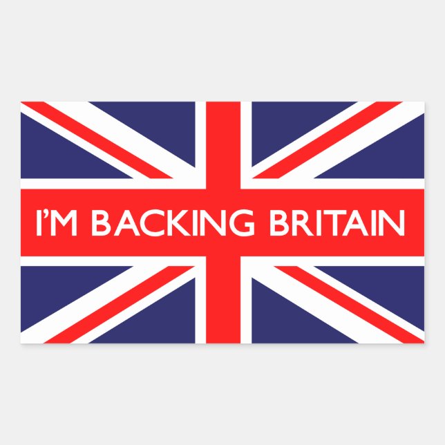 I'm Backing Britain On British Flag Rectangular Sticker (Front)