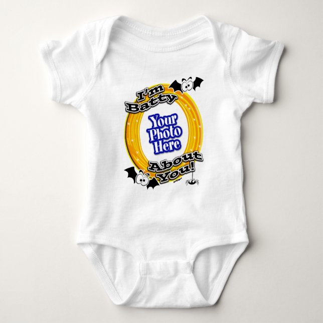 I'm Batty About You Crazy Eyes Photo White Baby Bodysuit (Front)