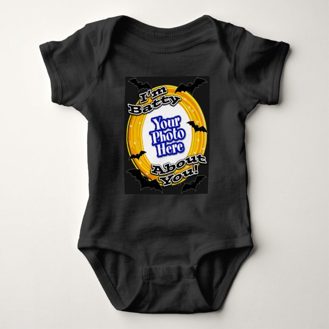 I'm Batty About You Photo Scary Bats Black Baby Bodysuit (Front)