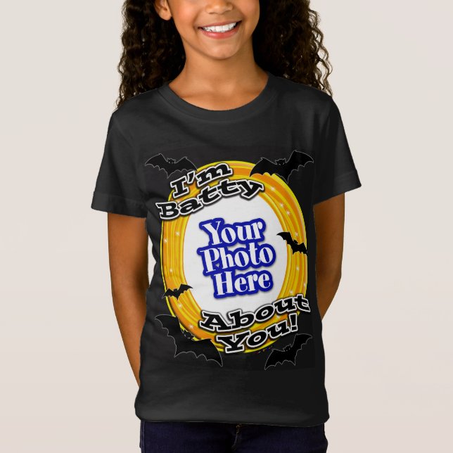 I'm Batty About You Photo Scary Bats Black T-Shirt (Front)