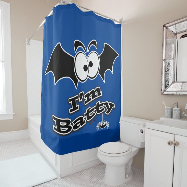 I'm Batty Crazy Eyes Shower Curtain (In Situ)