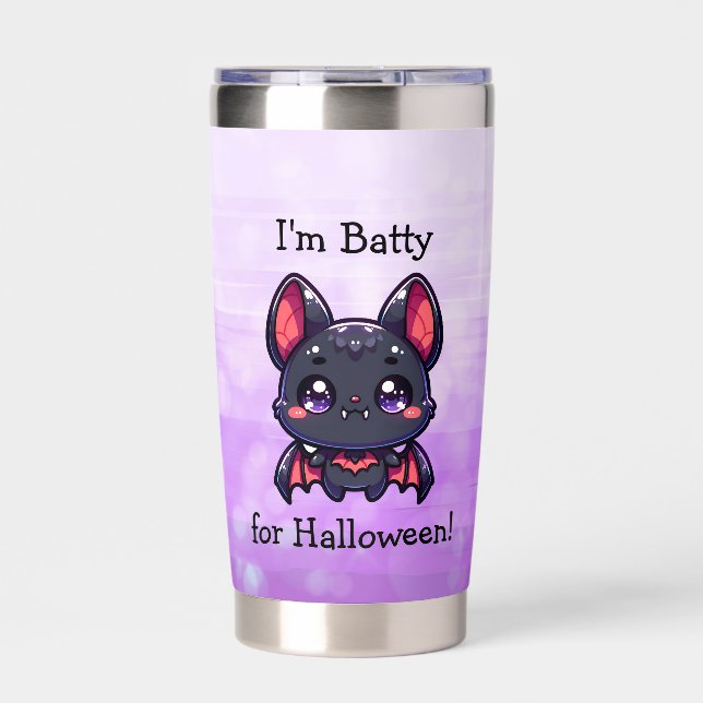 I'm Batty for Halloween Pumpkin Personalized Insulated Tumbler (Front)