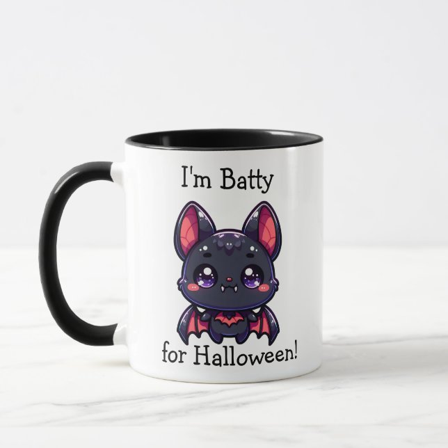 I'm Batty for Halloween Pumpkin Personalized Mug (Left)