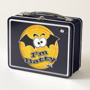 I'm Batty Orange and Yellow Swirl Metal Lunch Box