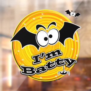 I'm Batty Orange and Yellow Swirl Window Cling