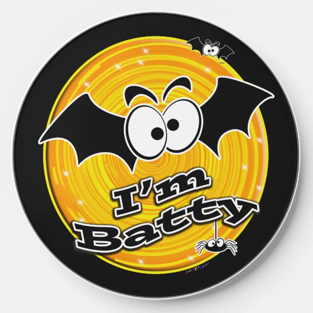 I'm Batty Orange and Yellow Swirl Wireless Charger (Front)