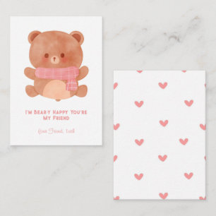 'I'm Bear-y Happy You're My Friend' Kids Valentine Note Card