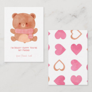 'I'm Bear-y Happy You're My Friend' Kids Valentine Note Card