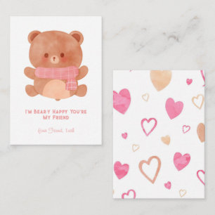 'I'm Bear-y Happy You're My Friend' Kids Valentine Note Card