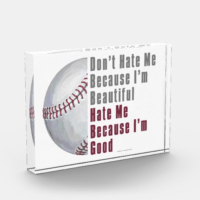 Im Beautiful Im Good Baseball Acrylic Award (Left)