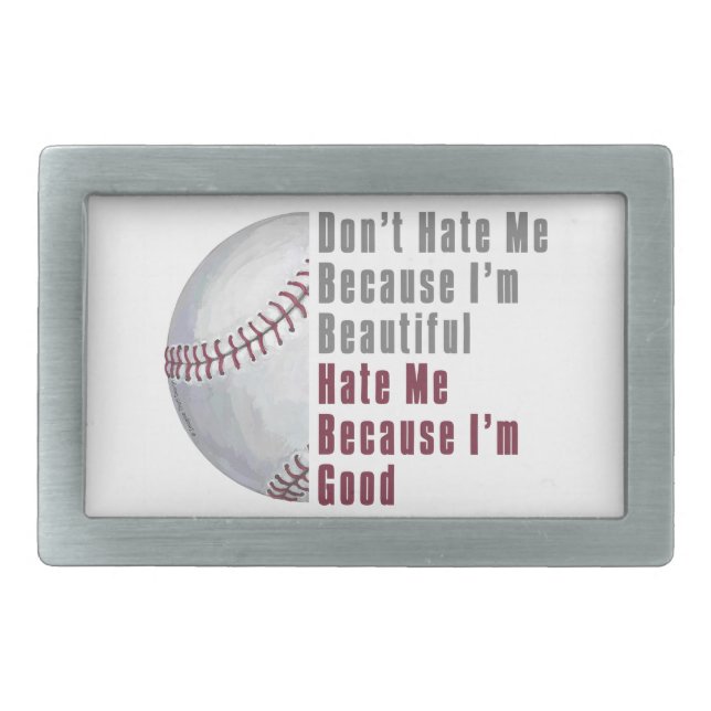 Im Beautiful Im Good Baseball Rectangular Belt Buckle (Front)