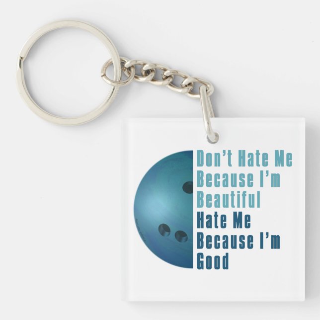 Im Beautiful Im Good  Bowling Blue Keychain (Front)