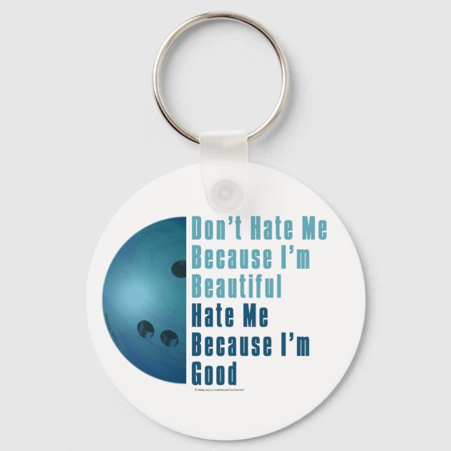 Im Beautiful Im Good  Bowling Blue Keychain (Front)