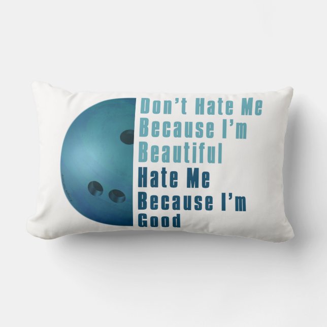 Im Beautiful Im Good  Bowling Blue Lumbar Pillow (Front)