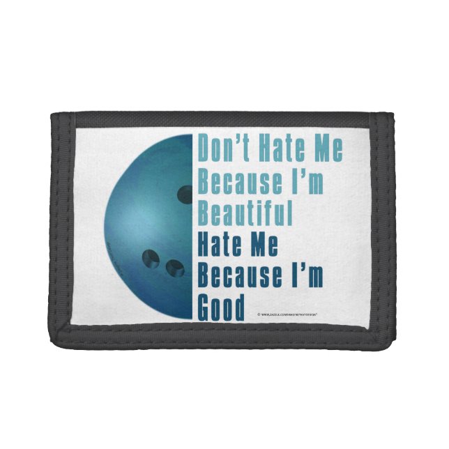 Im Beautiful Im Good  Bowling Blue Tri-fold Wallet (Front)