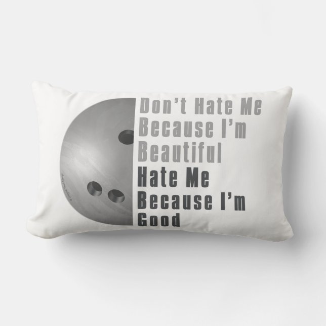 Im Beautiful Im Good Bowling Gray Lumbar Pillow (Front)