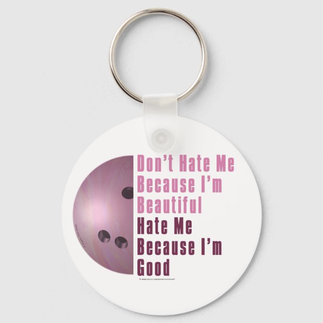 Im Beautiful Im Good Bowling Pink Keychain (Front)