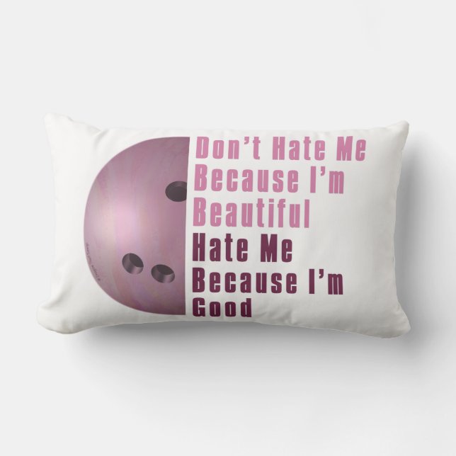 Im Beautiful Im Good Bowling Pink Lumbar Pillow (Front)
