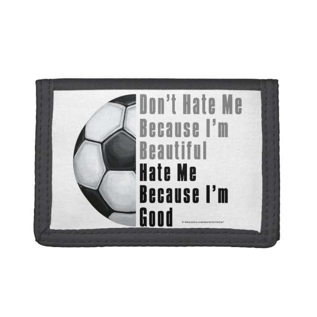 Im Beautiful Im Good Soccer Ball Tri-fold Wallet (Front)