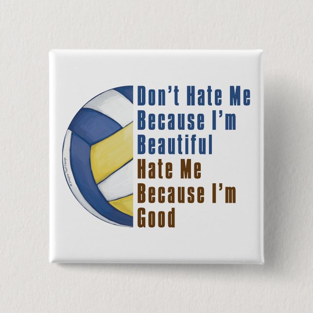 Im Beautiful Im Good Volleyball Button (Front)