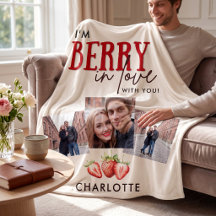 I'm Berry In Love Couple Photos Fleece Blanket