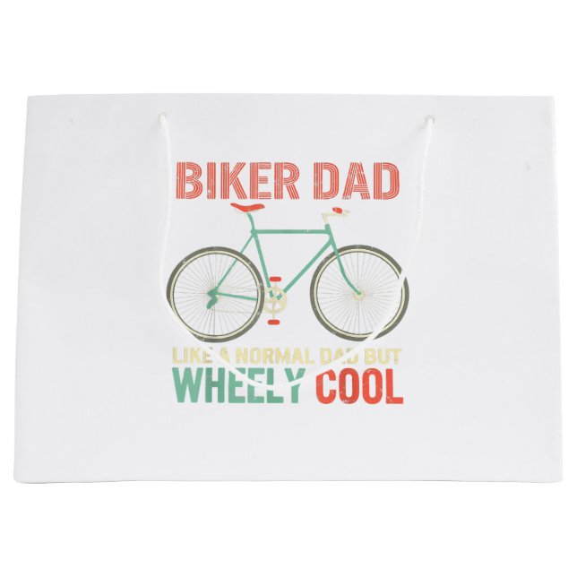 I'm Biker Dad Fathers Day Wheely Cooler bicycle Bi Large Gift Bag (Front)