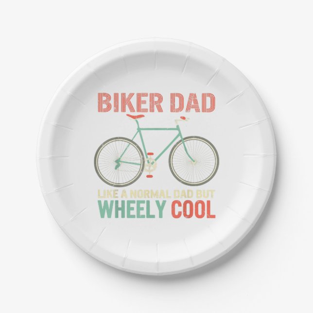 I'm Biker Dad Fathers Day Wheely Cooler bicycle Bi Paper Plates (Front)