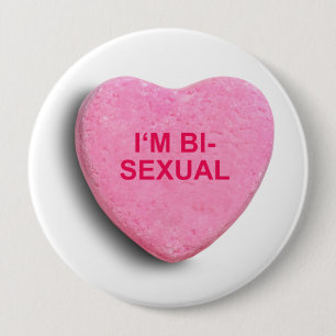 I'M BISEXUAL CANDY HEART PINBACK BUTTON