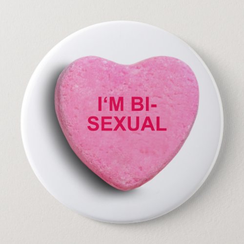 IM BISEXUAL CANDY HEART PINBACK BUTTON