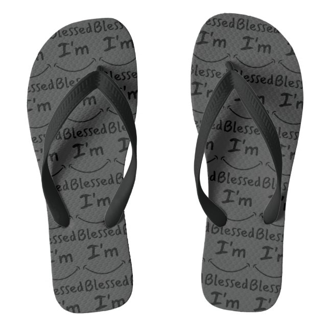 I'm Blessed Biblical Smile G/B All-Over Unisex Flip Flops (Footbed)