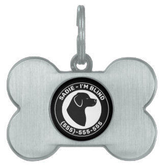 I'm Blind- Black Dog Silhouette With Closed Eyes Pet ID Tag