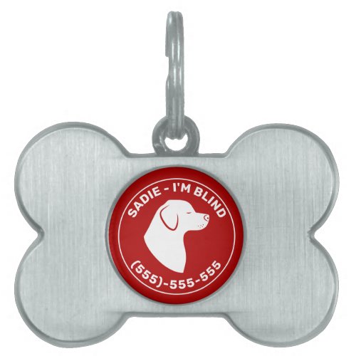 Im Blind_ Red And White Dog W Closed Eyes  Info Pet ID Tag
