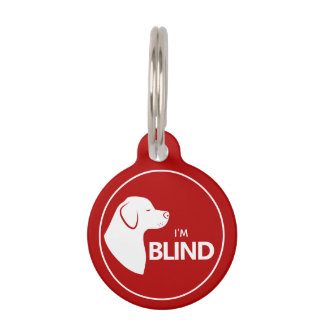 I'm Blind White Dog On Red Blindness Awareness Pet ID Tag