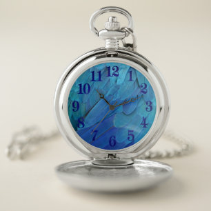 I'm blue - parrot feathers close up  pocket watch