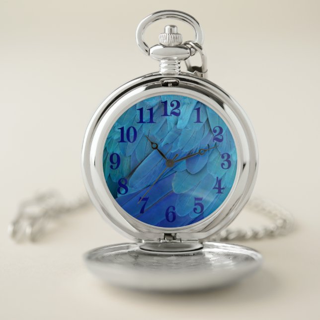 I'm blue - parrot feathers close up  pocket watch (Inside)