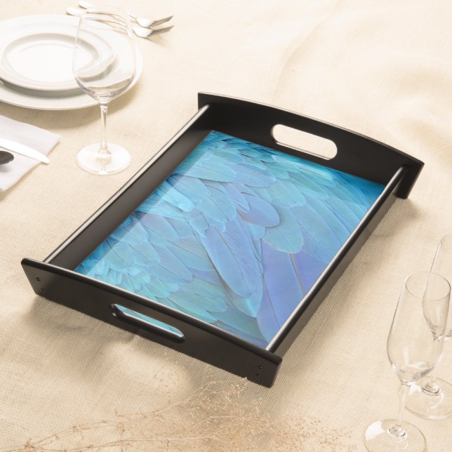 I'm blue - parrot feathers pattern  serving tray (Front)