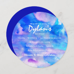 I'M BLUE WATERCOLOR Bat Mitzvah Invitation