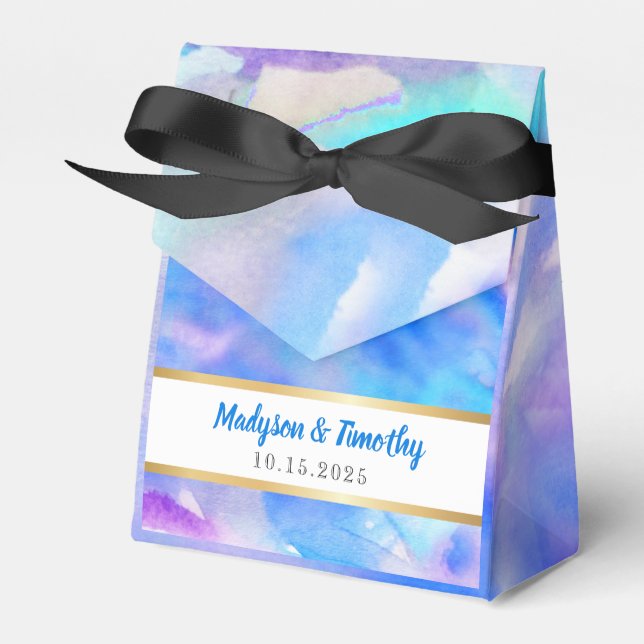 I'M BLUE WATERCOLOR Wedding Gift Favor Box (Front Side)